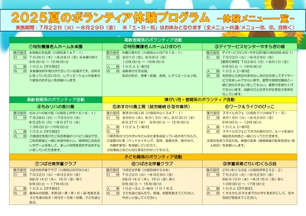 2025夏のボランティア体験プログラム